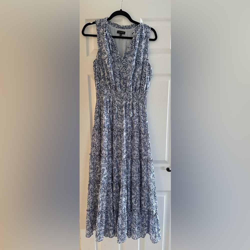 1 State Sleeveless Dress Blue/Light Blue (Medium)